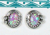Navajo Catherdral Turquoise and Sterling Silver Earrings