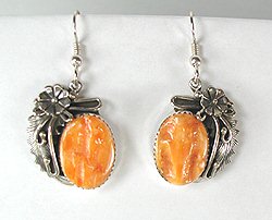 Native American Navajo sterling silver Spiny Oyster earrings