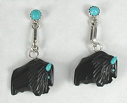 Zuni buffalo  fetish earrings