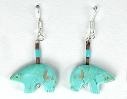 native american turquoise medicine bear earrings