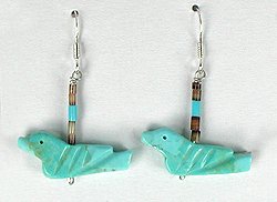 native american turquoise songbird earrings