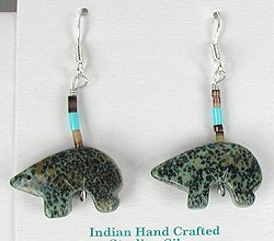 native american turquoise medicine bear earrings