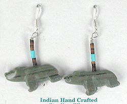 native american turquoise medicine bear earrings
