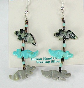 Native American Navajo animal fetish earrings