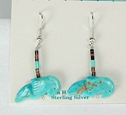 native american turquoise parrot earrings