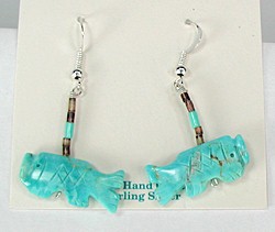native american turquoise Fish earrings