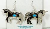 Sterling Silver and Turquoise Appaloosa horse earrings