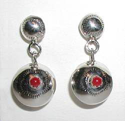 Navajo Onyx and Sterling Silver Earrings