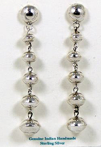 Sterling Silver Navajo Stamped Bead Chain earrings