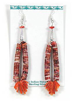 Navajo Spiny Oyster Heishi Earrings