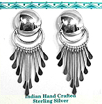 Navajo Onyx and Sterling Silver Earrings