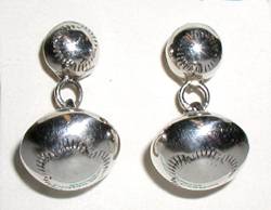 Navajo Onyx and Sterling Silver Earrings