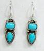 Navajo Turquoise Needlepoint and Sterling Silver Hoop Dangle Earrings