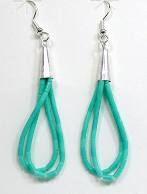 Zuni Catherdral Turquoise and Sterling Silver Earrings