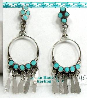 Zuni Catherdral Turquoise and Sterling Silver Earrings