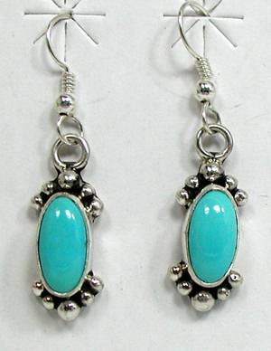 Zuni Catherdral Turquoise and Sterling Silver Earrings