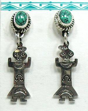 Zuni Catherdral Turquoise and Sterling Silver Earrings