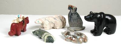 Hand made Native American Zuni Indian Horse Fetish 6 Directions Set