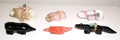 Hand made Native American Zuni Indian Horse Fetish 6 Directions Set