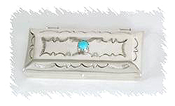 Navajo sterling silver Pill round pill box with turquoise stone