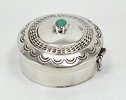 Navajo sterling silver Pill round pill box with turquoise stone