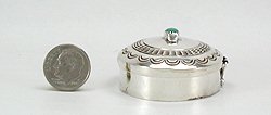 Navajo sterling silver box with turquoise stone