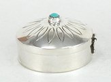 Navajo sterling silver Pill round pill box with turquoise stone