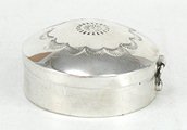 Navajo sterling silver Pill round pill box with turquoise stone