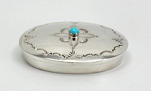 Navajo sterling silver box  stone