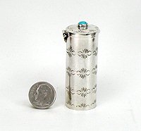 Navajo sterling silver Pill round pill box with turquoise stone