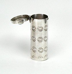 Navajo sterling silver Pill round pill box with turquoise stone