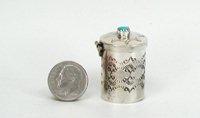 Navajo sterling silver Pill round pill box with turquoise stone