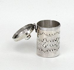 Navajo sterling silver Pill round pill box with turquoise stone