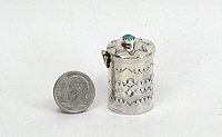 Navajo sterling silver Pill round pill box with turquoise stone