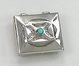 Navajo sterling silver Pill round pill box with turquoise stone