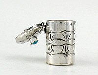 Navajo sterling silver Pill round pill box with turquoise stone
