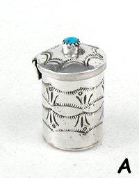 Navajo sterling silver Pill round pill box with turquoise stone