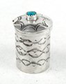 Navajo sterling silver Pill round pill box with turquoise stone