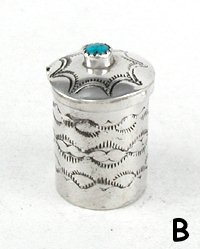 Navajo sterling silver Pill round pill box with turquoise stone