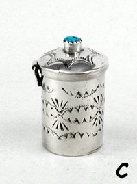 Navajo sterling silver Pill round pill box with turquoise stone