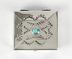 Navajo sterling silver Pill round pill box with turquoise stone