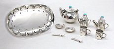 Hand made Native American Indian Jewelry; Navajo Sterling Silver Miniature Set