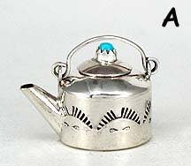 Navajo Handmade Sterling Silver and Turquioise Miniature ketrtle