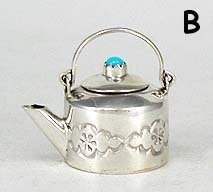 Navajo Handmade Sterling Silver and Turquioise Miniature ketrtle
