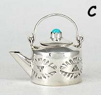 Navajo Handmade Sterling Silver and Turquioise Miniature ketrtle