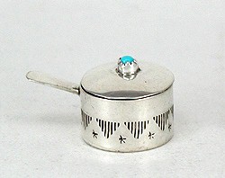 Navajo Handmade Sterling Silver and Turquioise Miniature ketrtle