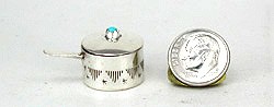 Navajo Handmade Sterling Silver and Turquioise Miniature ketrtle