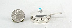 Navajo Handmade Sterling Silver and Turquioise Miniature frying pan