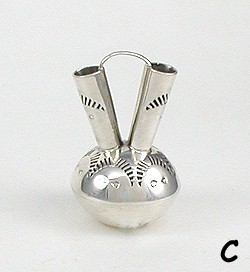 Navajo Handmade Sterling Silver and Turquioise Miniature Wedding Vase