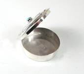 Navajo sterling silver Pill round pill box with turquoise stone